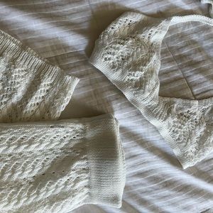 Cream/White Knit Beach Set Swim Coverup